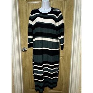 Torrid Womens Dress Green White Black Striped size 1 (1X)